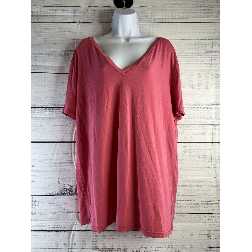 PIKO 1988 Tee Womens Red 2X Long Sleeve V-neck Pullover Bamboo Oversized